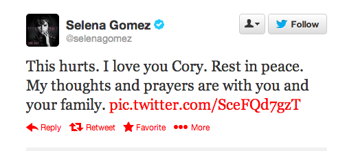 Selena Gomez's Reaction to Cory Monteith's Death